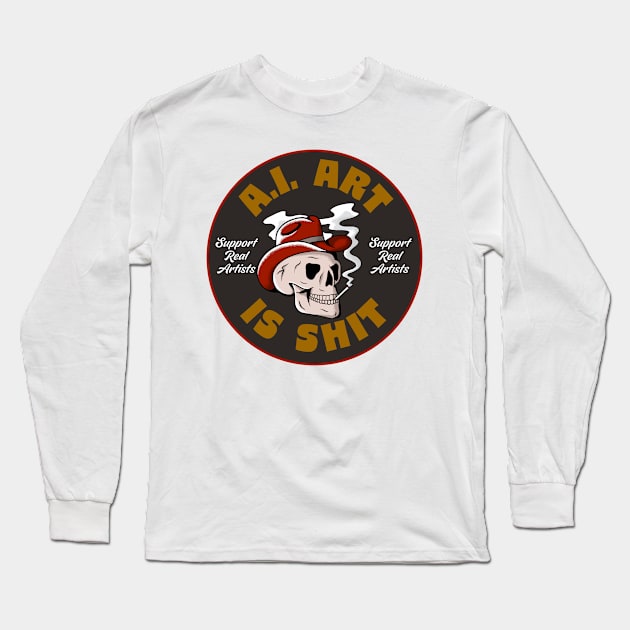 AI Art Is Shit - Artificial Intelligence Art Sucks - Support Real Art Long Sleeve T-Shirt by Football from the Left